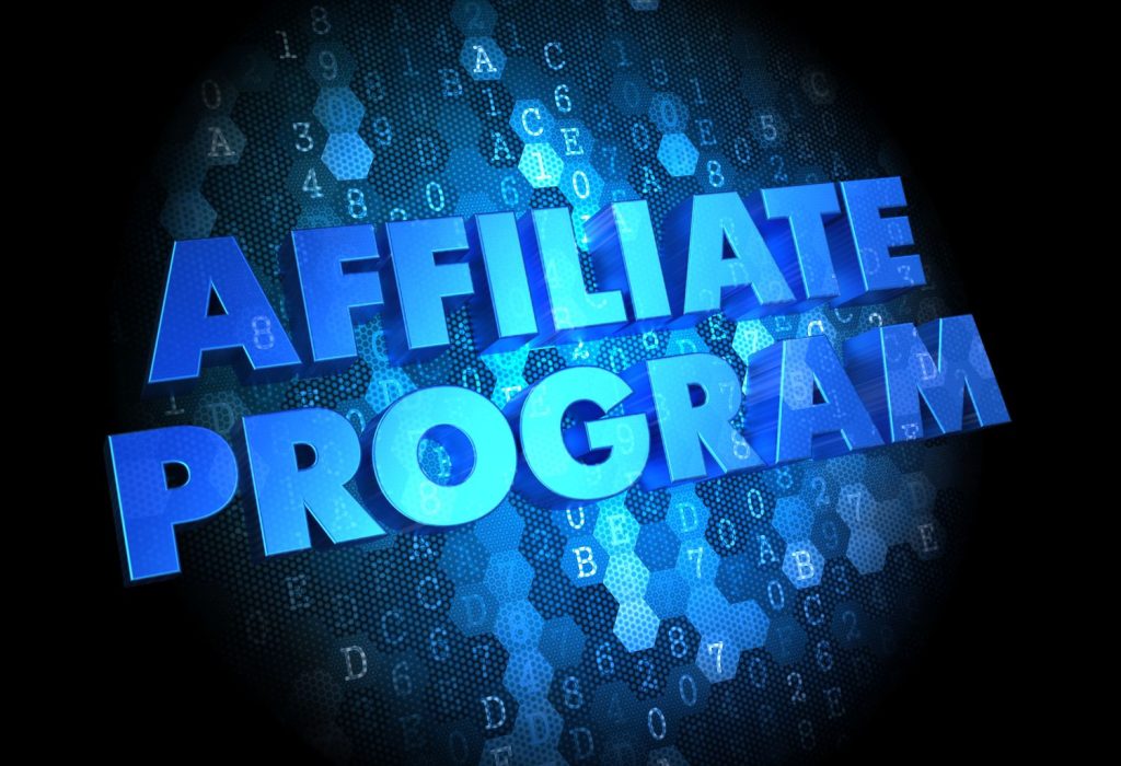 Affiliate Program - Blue Color Text on Digital Background.