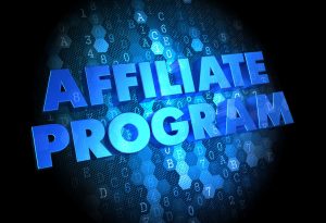 Affiliate Program - Blue Color Text on Digital Background.